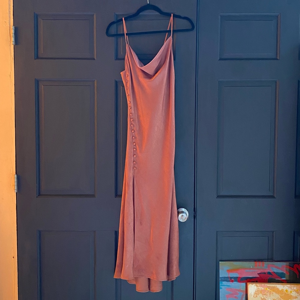Zara Side-Button Silky Slip Dress - Size Small